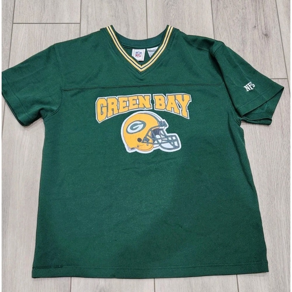 Vintage Green Bay Packers Youth Jersey XL 16/18 NFL Team Stretchy Mesh Shirt